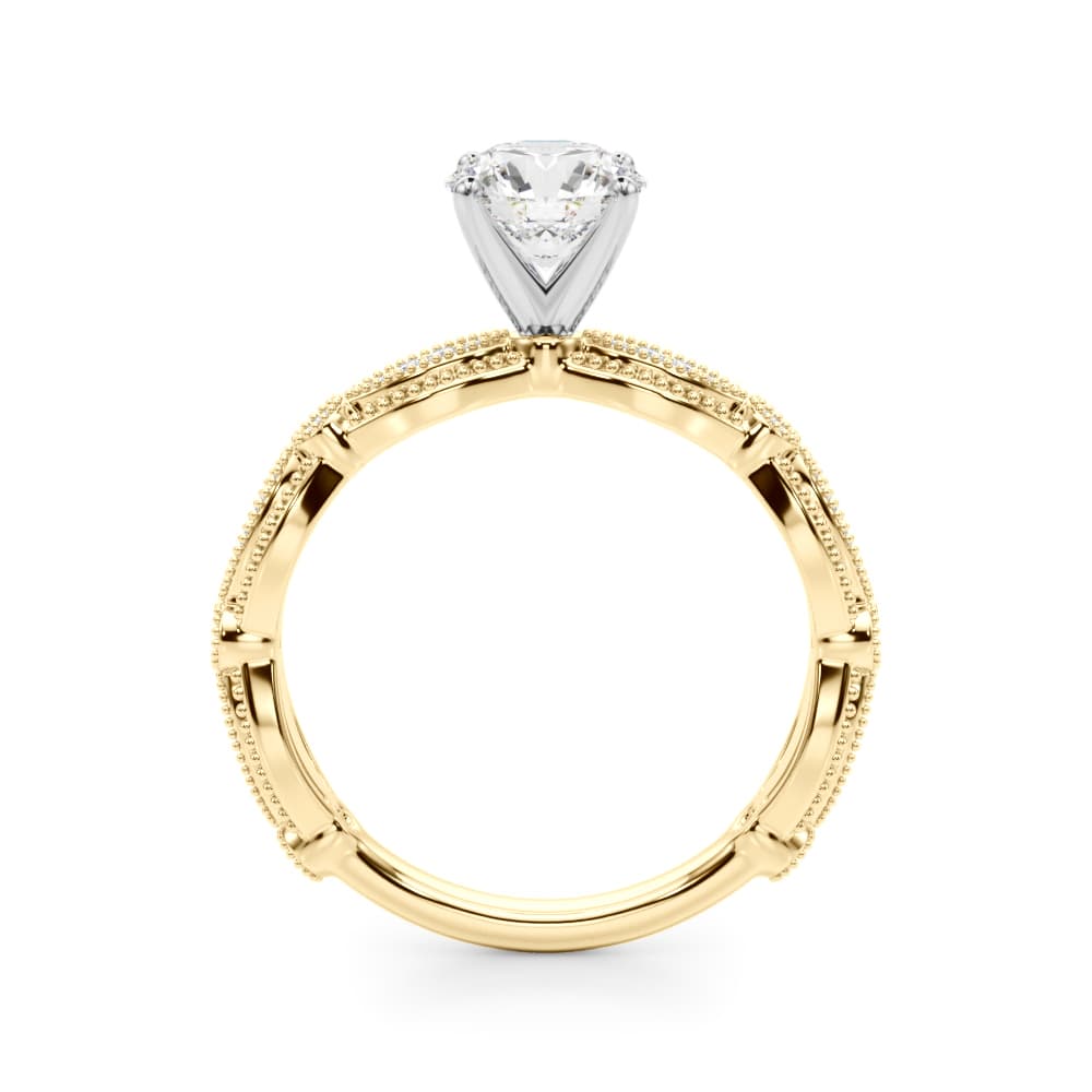 Vintage Inspired Engagement Ring, style 51225, Side view in yellow gold