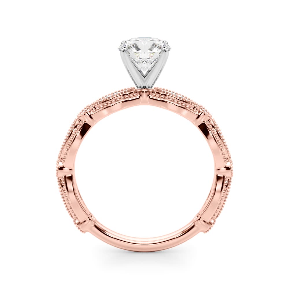 Vintage Inspired Engagement Ring, style 51225, Side view in rose gold