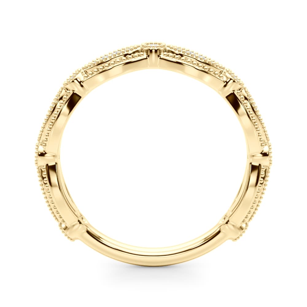 Vintage-Inspired Milgrain Wedding Band (0.2 ct. tw.), Side view in yellow gold