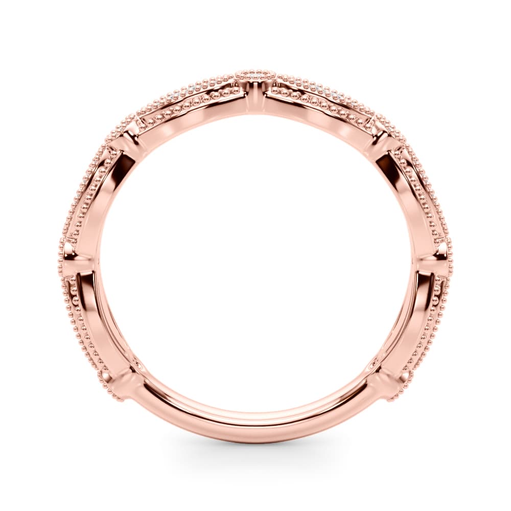 Vintage-Inspired Milgrain Wedding Band (0.2 ct. tw.), Side view in rose gold