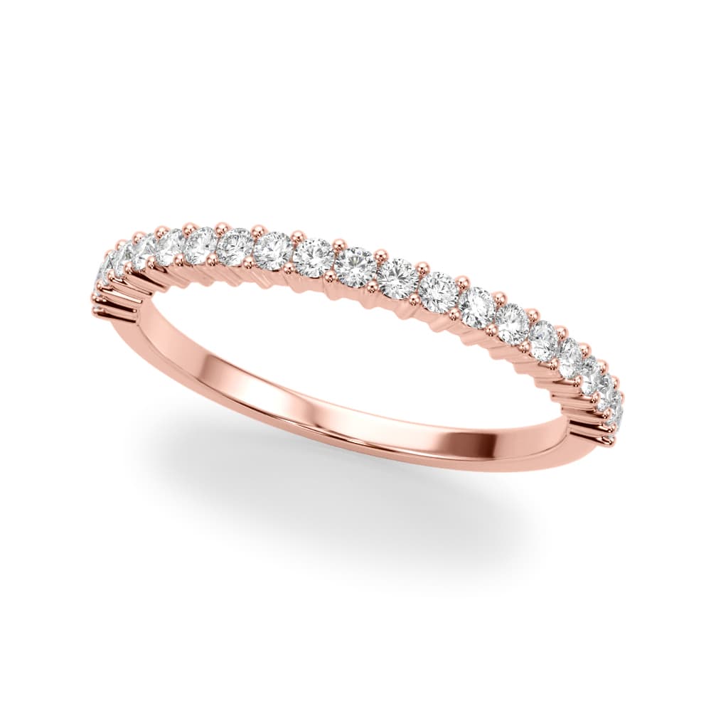 Shared Prong Wedding Band (0.99 ct. tw.), Front view in rose gold