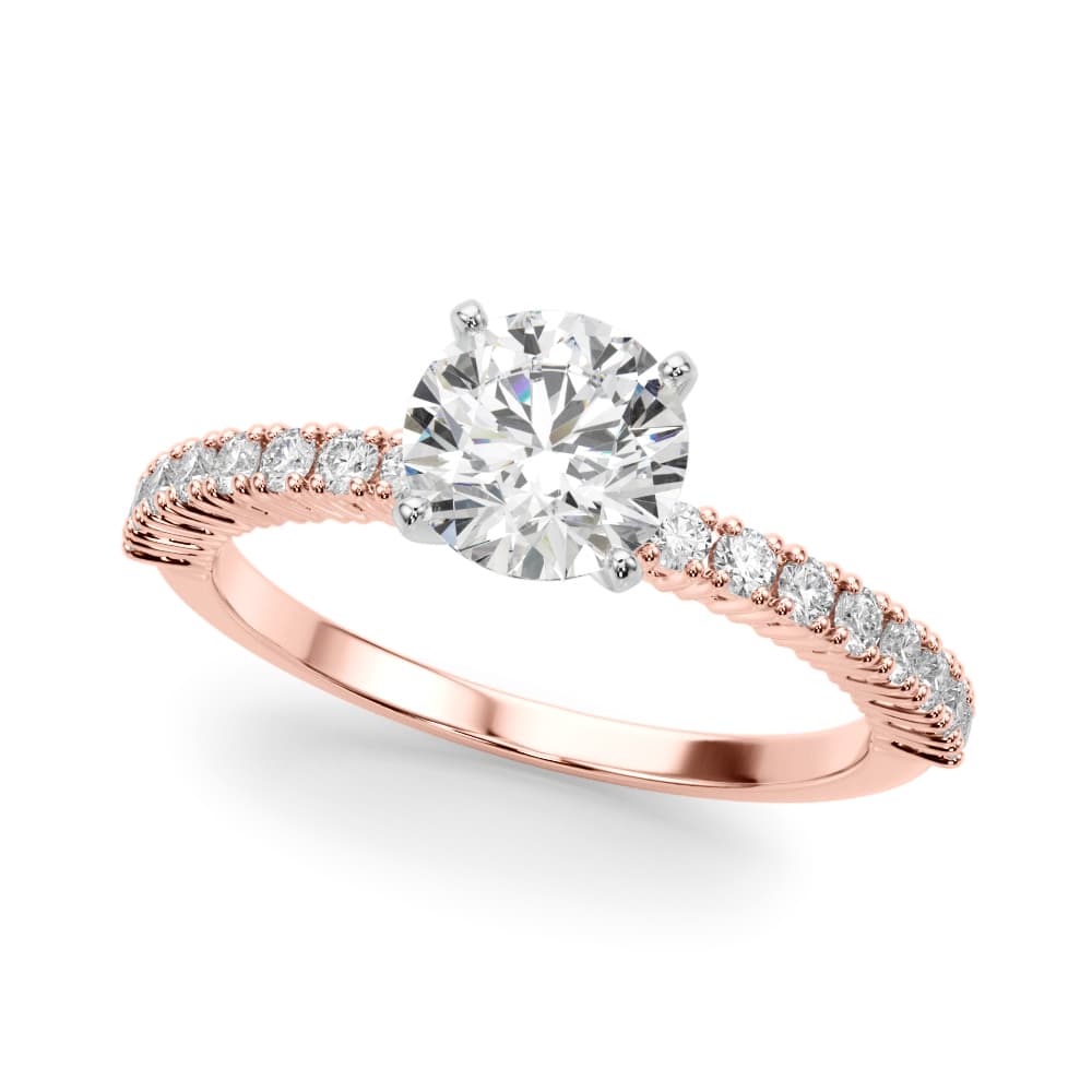Single Row Engagement Ring, style 51227, Front view in rose gold