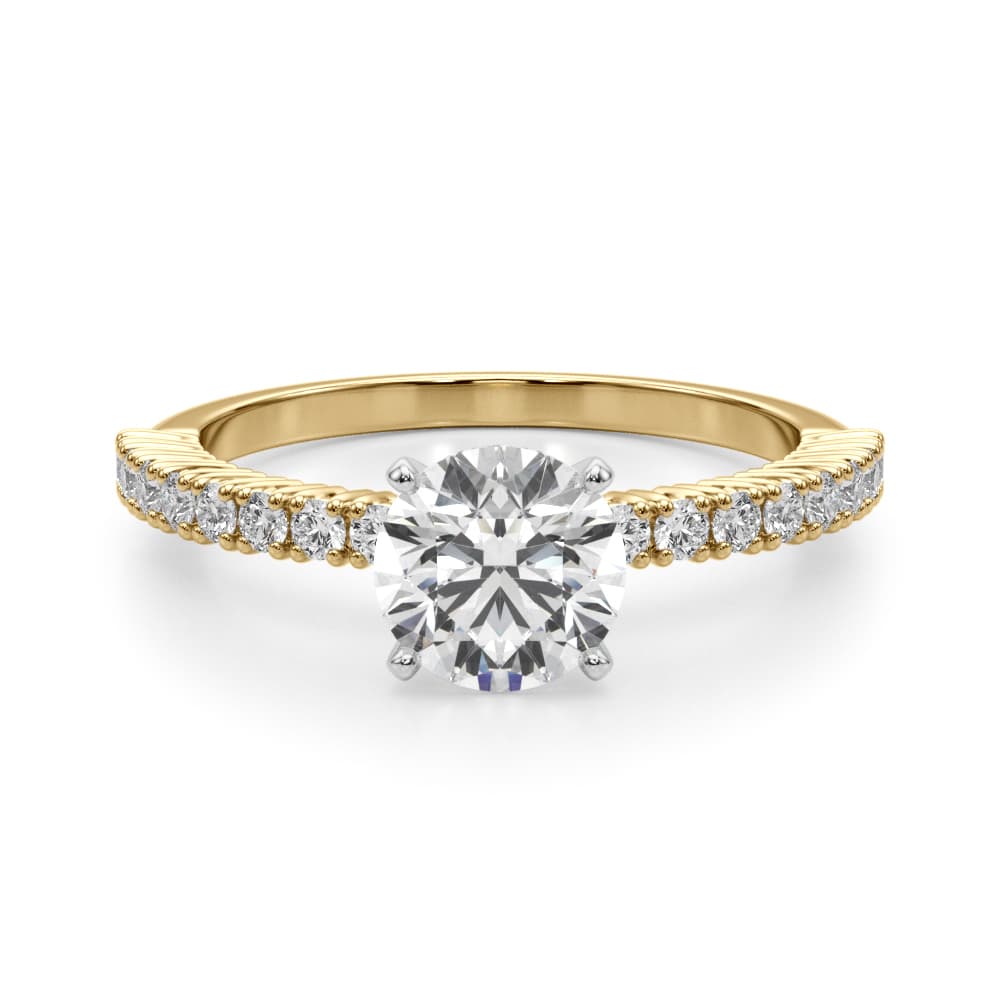 Single Row Engagement Ring, style 51227, Angle view in yellow gold