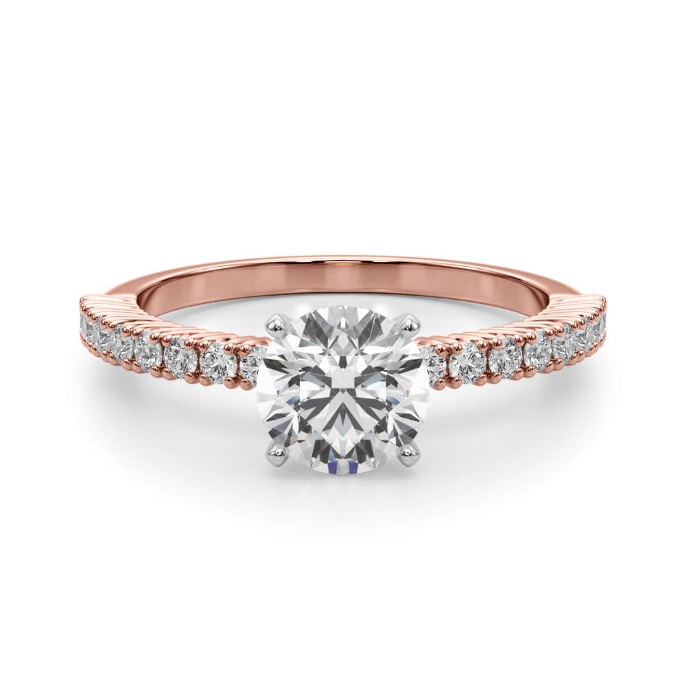 Single Row Engagement Ring, style 51227, Angle view in rose gold