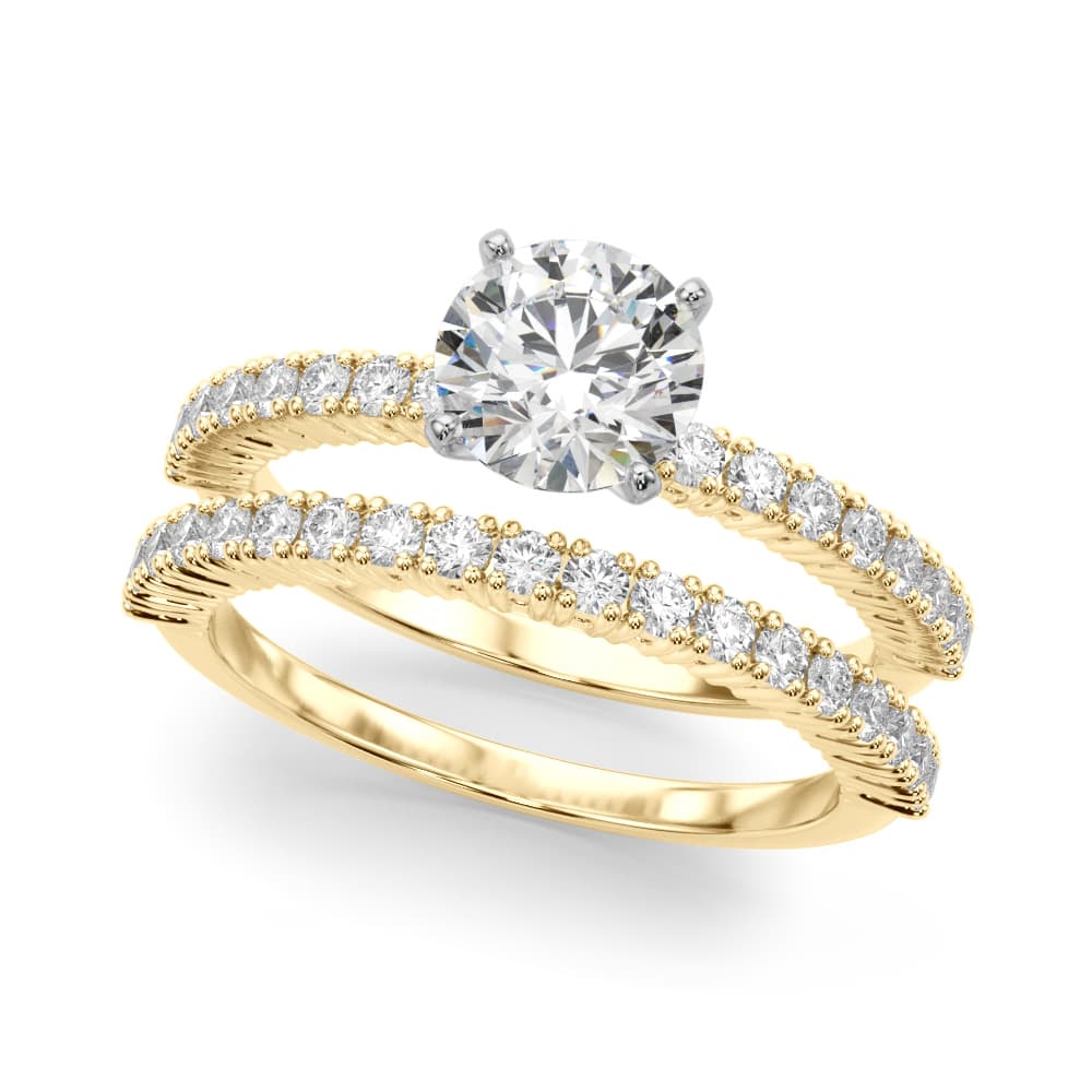 Single Row Engagement Ring, style 51227, On hand view in yellow gold
