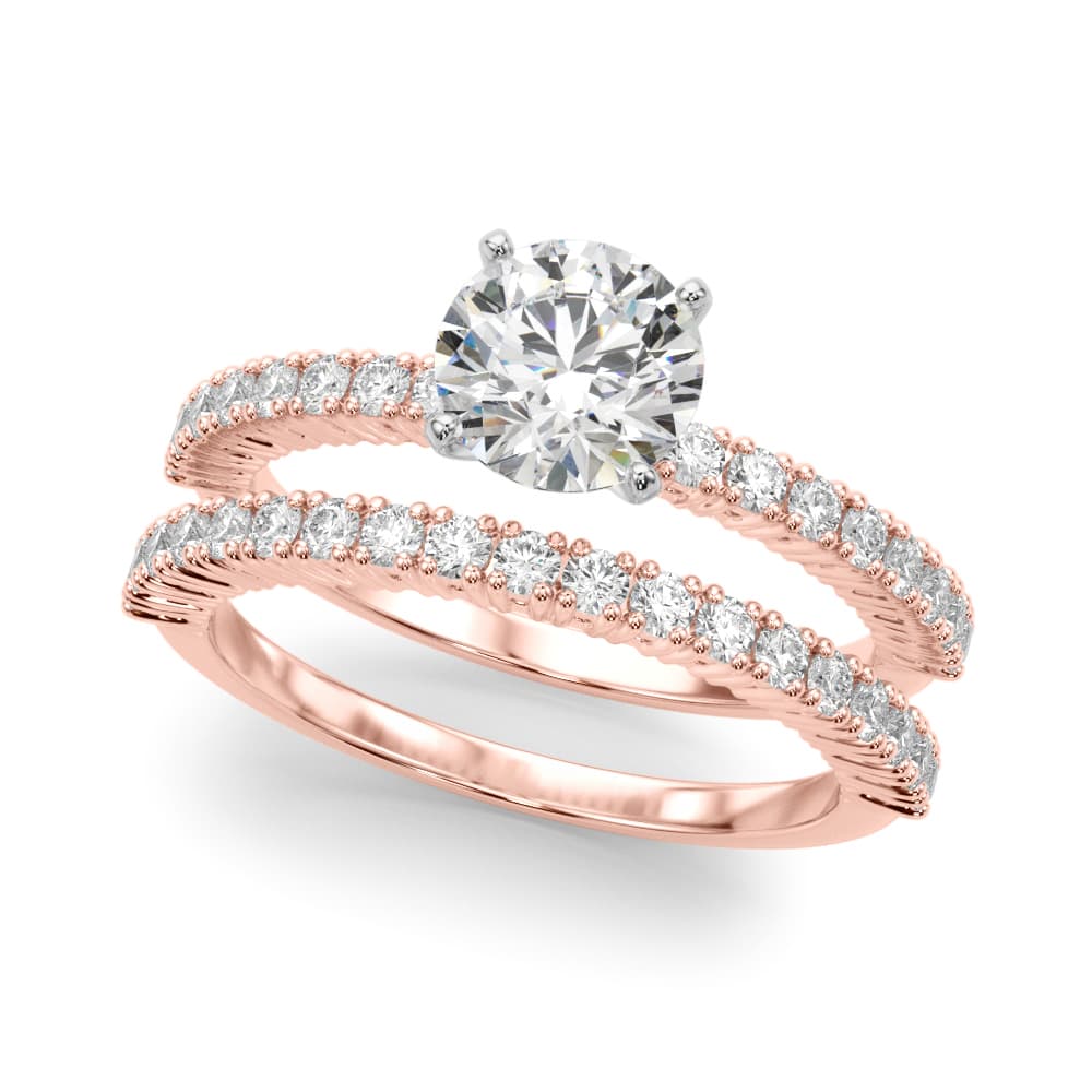 Single Row Engagement Ring, style 51227, On hand view in rose gold