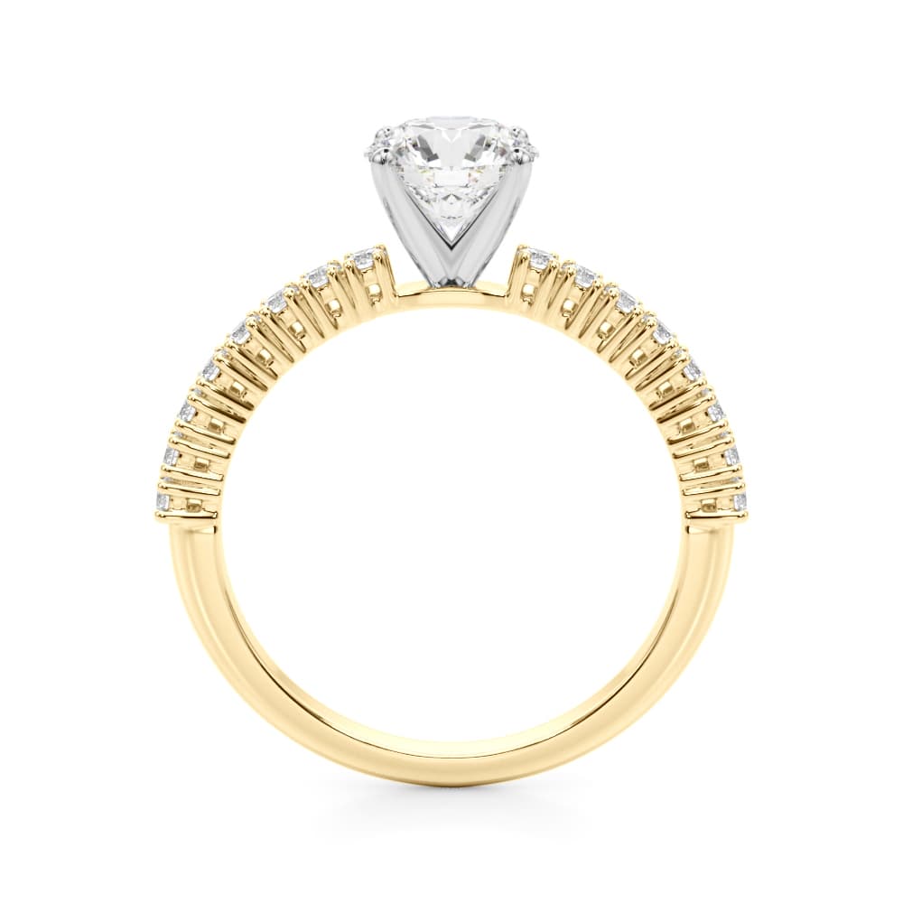 Single Row Engagement Ring, style 51227, Side view in yellow gold