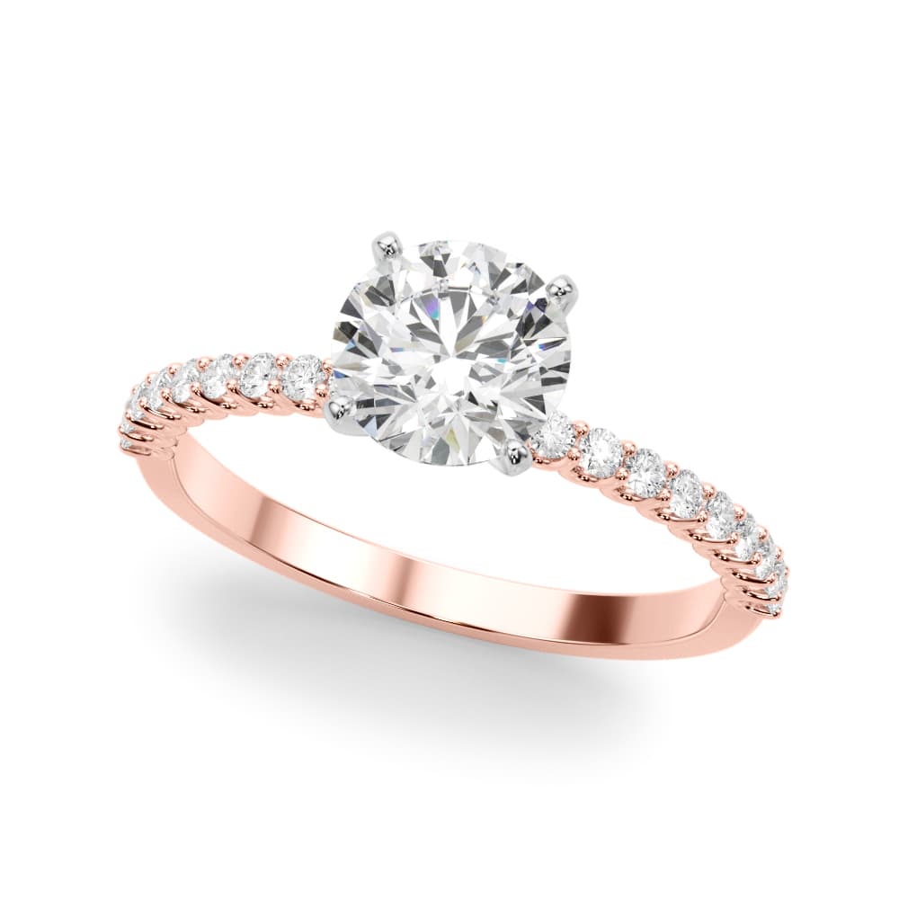 Single Row Shared Prong Engagement Ring, style 51228, Front view in rose gold