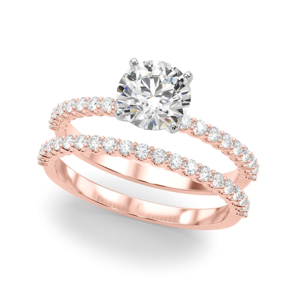 Single Row Shared Prong Engagement Ring, style 51228, On hand view in rose gold