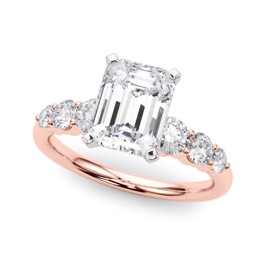 Graduating Single Row Round Engagement Ring, style 51229, Front view in rose gold