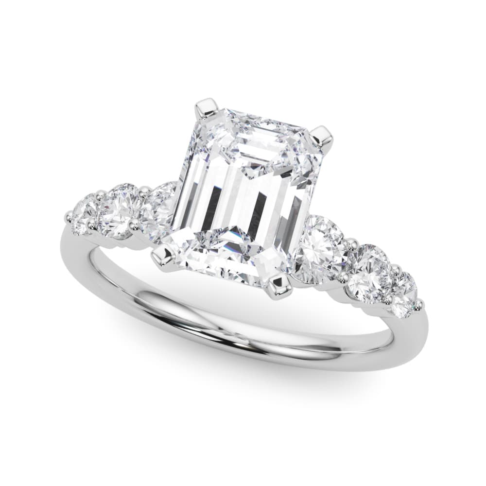 Graduating Single Row Round Engagement Ring — style 51229 in 10k White Gold