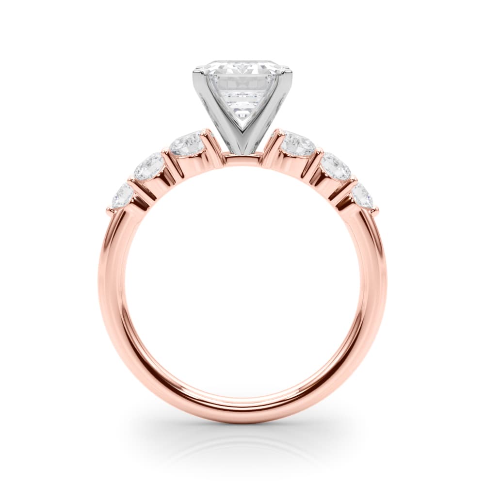 Graduating Single Row Round Engagement Ring, style 51229, Side view in rose gold