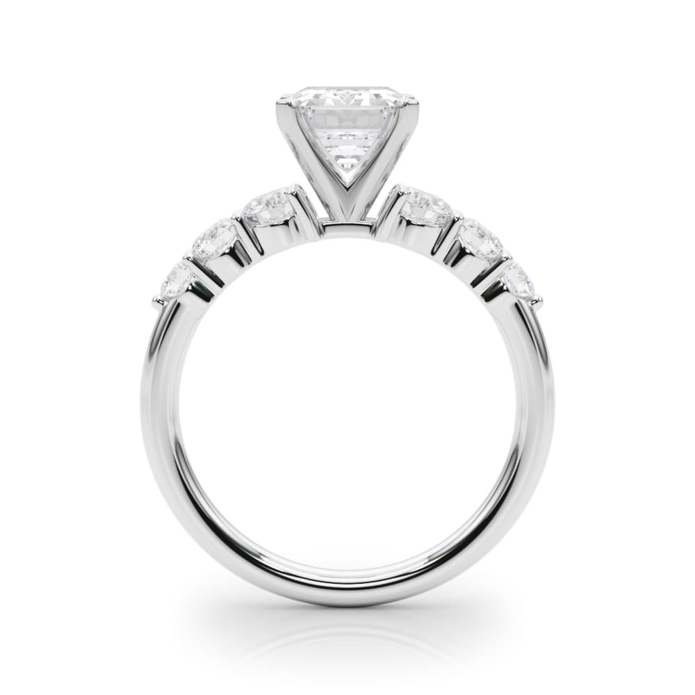 Graduating Single Row Round Engagement Ring, style 51229, Side view in white gold or platinum