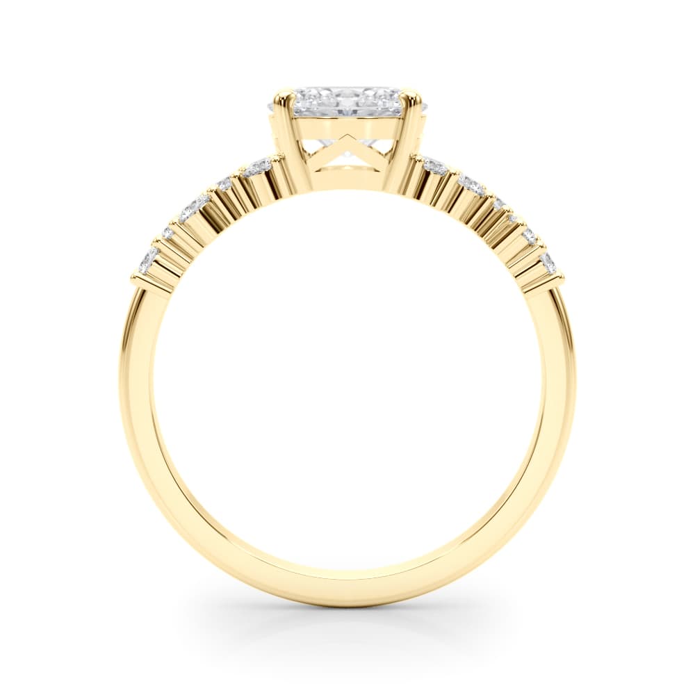 East West Oval Scattered Diamond Engagement Ring, style 51232, Side view in yellow gold