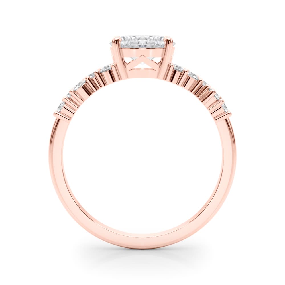 East West Oval Scattered Diamond Engagement Ring, style 51232, Side view in rose gold