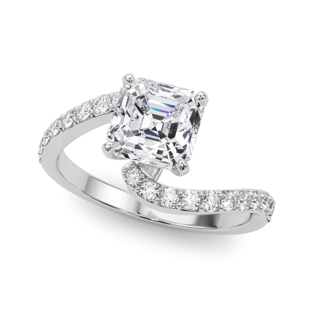 Solitaire Plus Single Row Curved Engagement Ring — style 51233 in 10k White Gold
