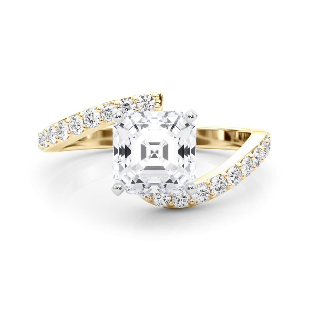 Solitaire Plus Single Row Curved Engagement Ring, style 51233, On hand view in yellow gold