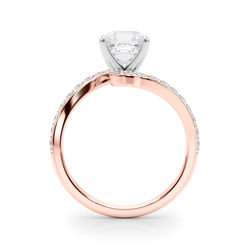 Solitaire Plus Single Row Curved Engagement Ring, style 51233, Side view in rose gold