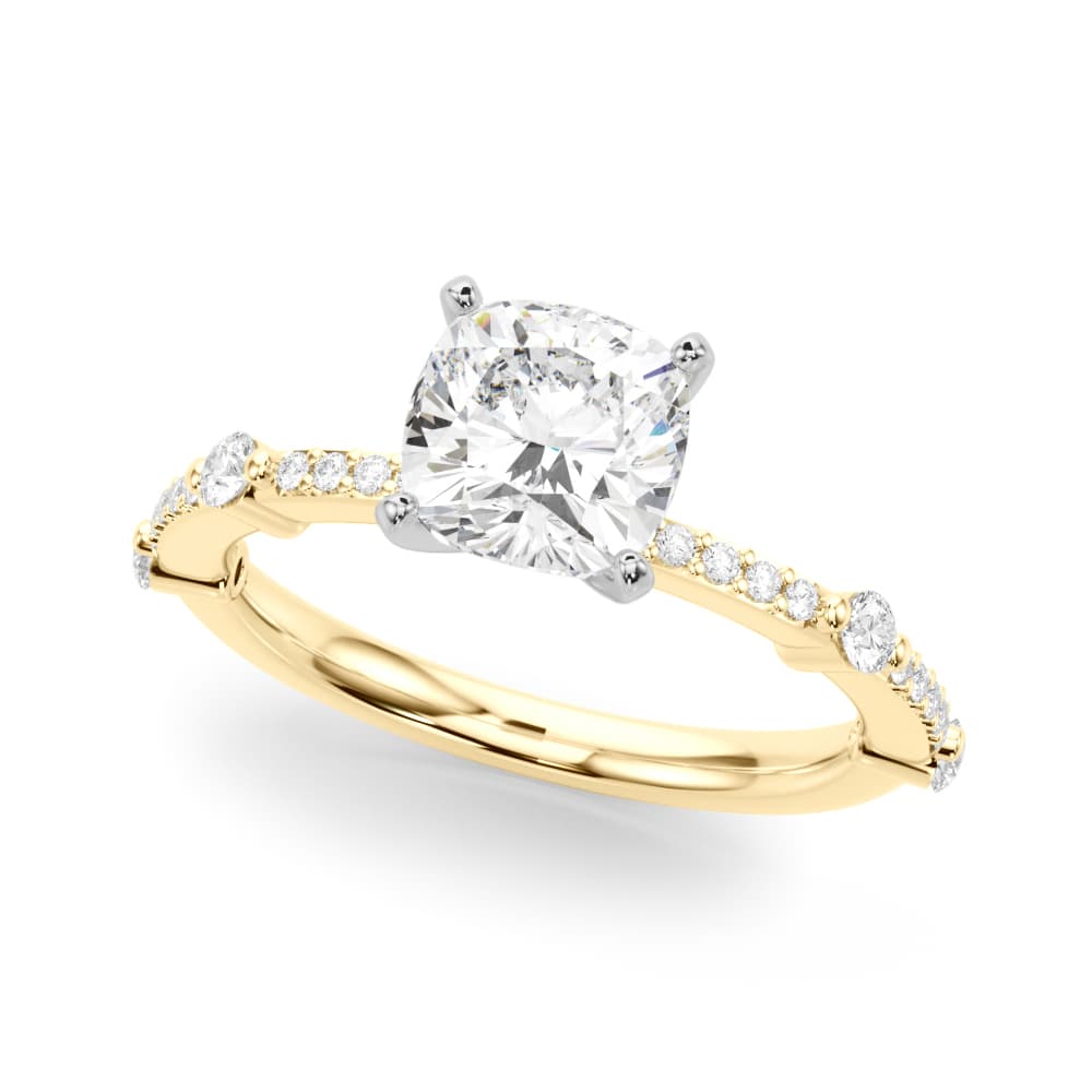 Single Row Engagement Ring, style 51238, Front view in yellow gold