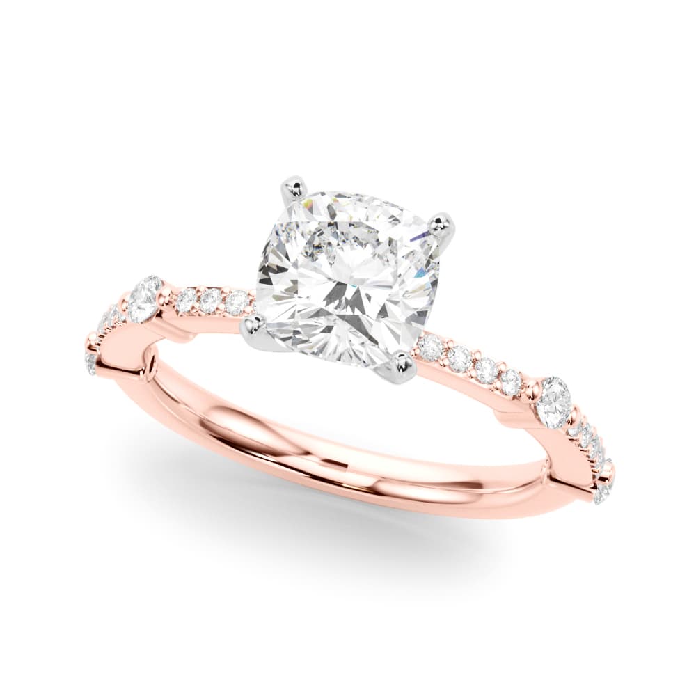 Single Row Engagement Ring, style 51238, Front view in rose gold