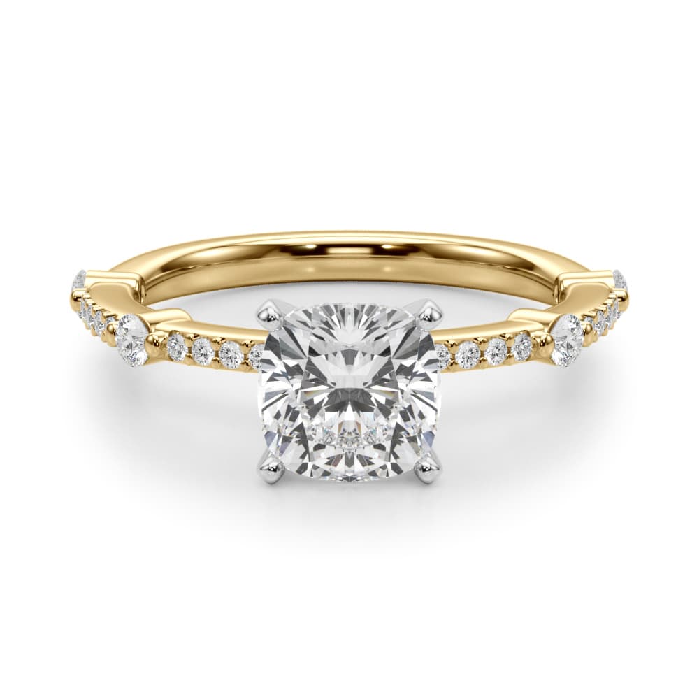 Single Row Engagement Ring, style 51238, Angle view in yellow gold