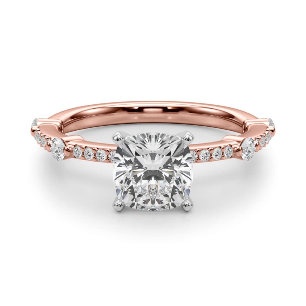 Single Row Engagement Ring, style 51238, Angle view in rose gold