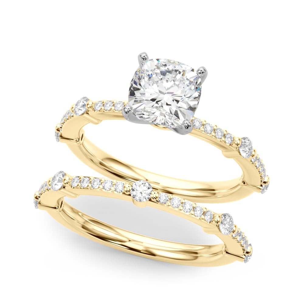 Single Row Engagement Ring, style 51238, On hand view in yellow gold