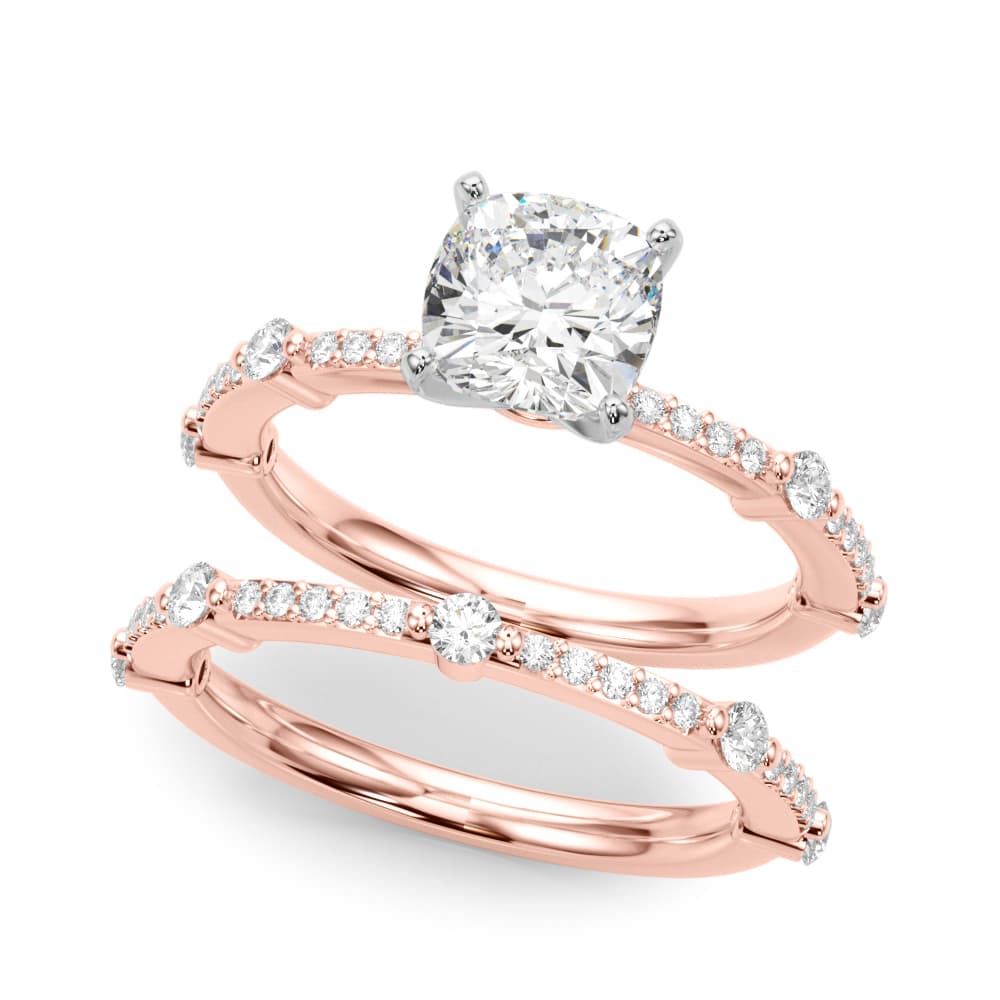 Single Row Engagement Ring, style 51238, On hand view in rose gold