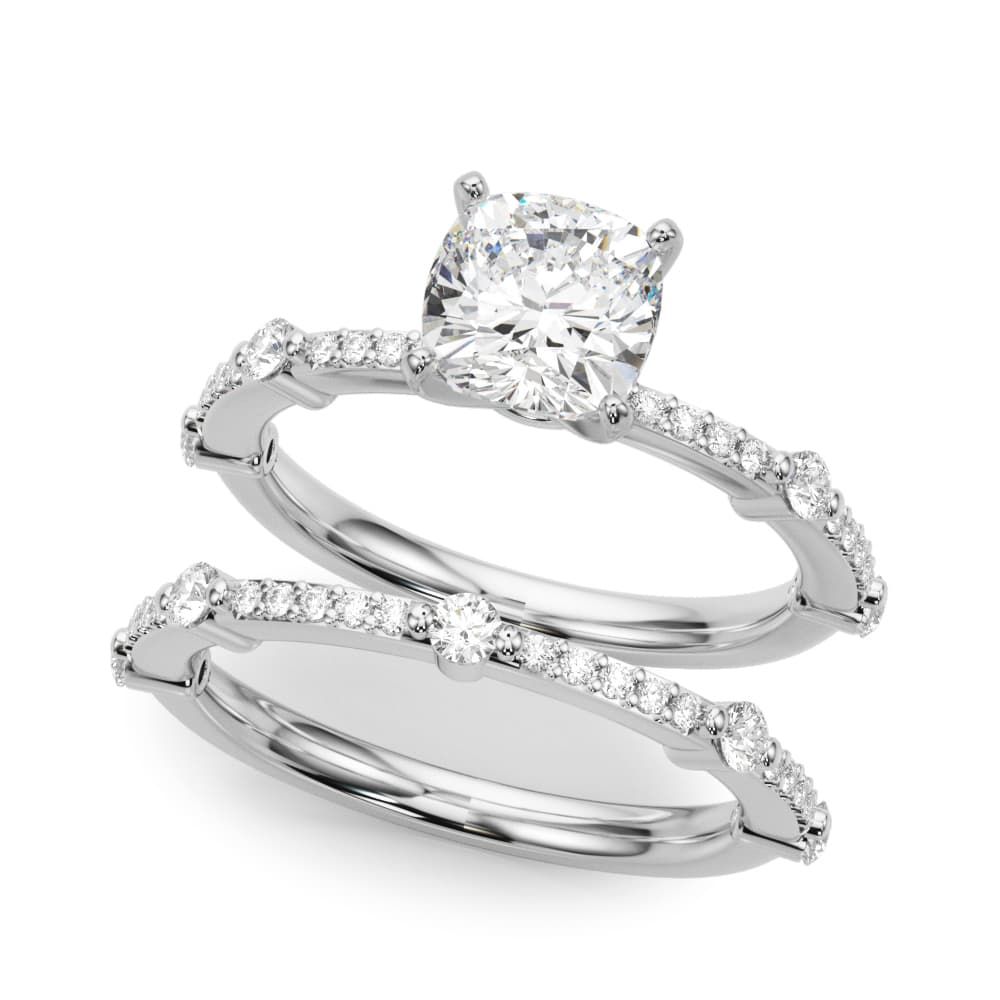 Single Row Engagement Ring, style 51238, On hand view in white gold or platinum