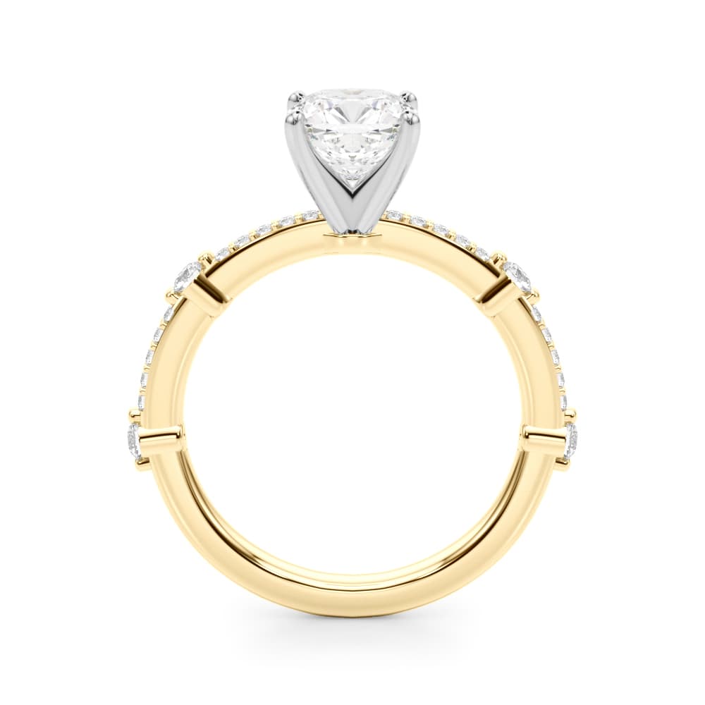Single Row Engagement Ring, style 51238, Side view in yellow gold
