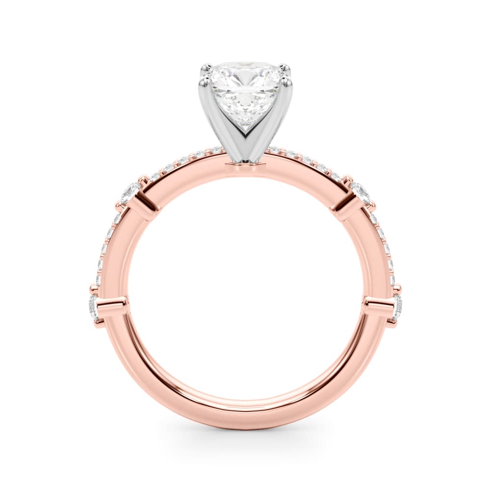 Single Row Engagement Ring, style 51238, Side view in rose gold