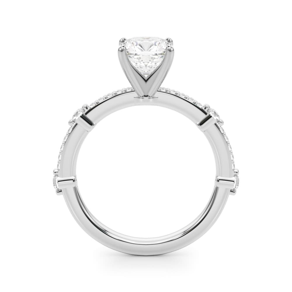 Single Row Engagement Ring, style 51238, Side view in white gold or platinum