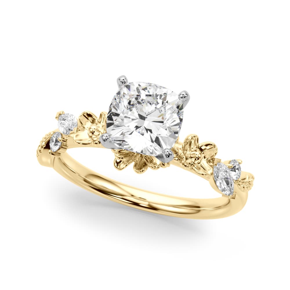 Floral Engagement Ring in Yellow gold