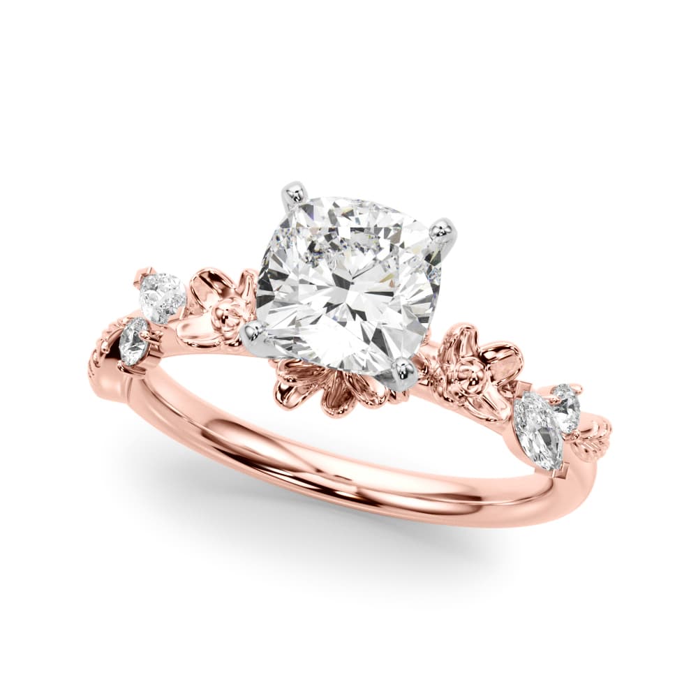 Floral Engagement Ring, style 51239, Front view in rose gold