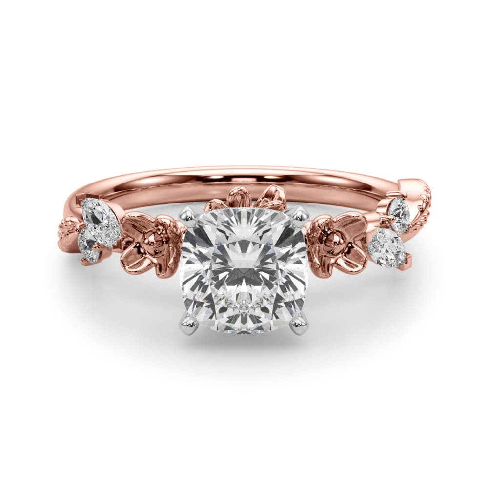 Floral Engagement Ring, style 51239, Angle view in rose gold