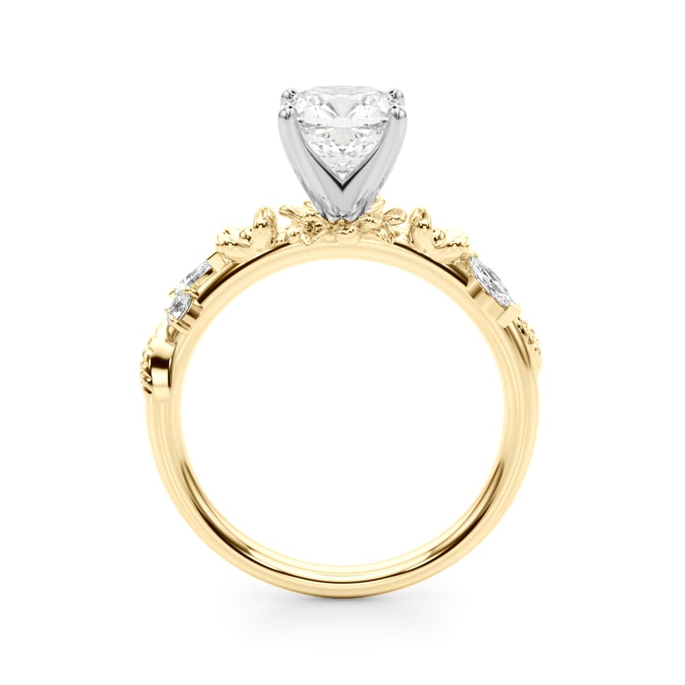 Floral Engagement Ring, style 51239, Side view in yellow gold