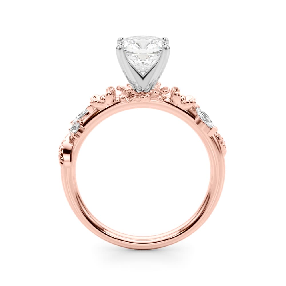 Floral Engagement Ring, style 51239, Side view in rose gold