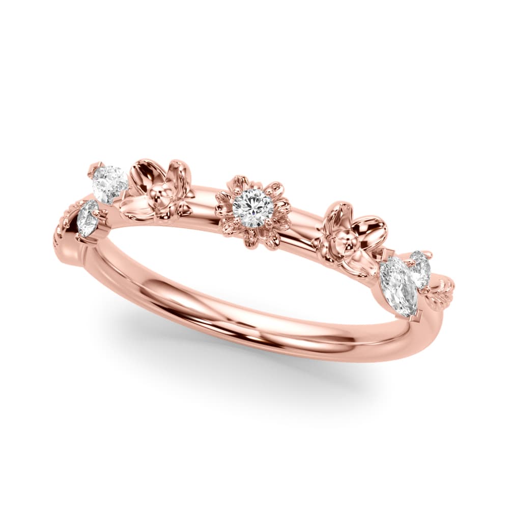 Floral Wedding Band (1/4 ct. tw.), Front view in rose gold