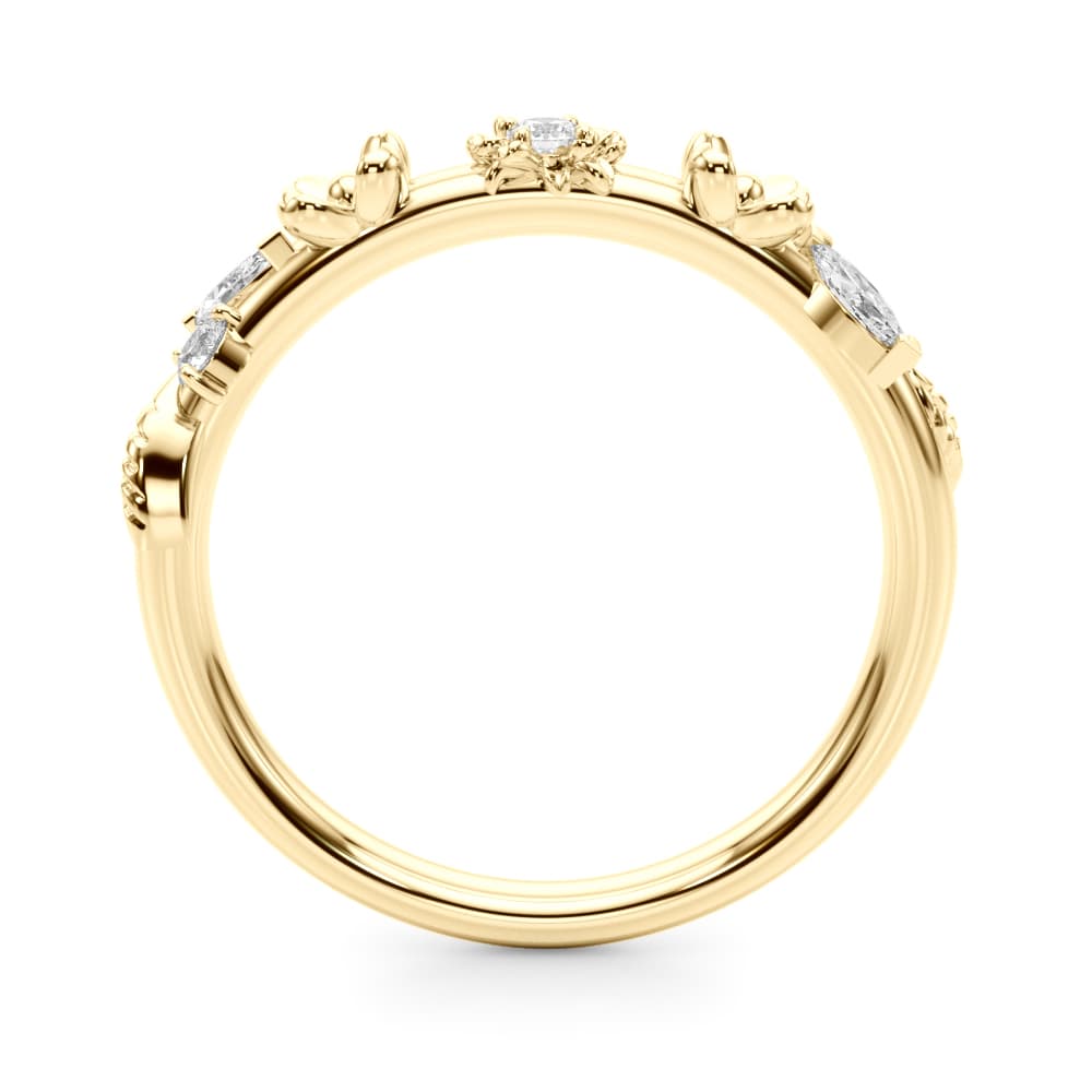 Floral Wedding Band (1/4 ct. tw.), Side view in yellow gold