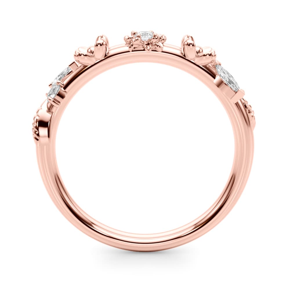 Floral Wedding Band (1/4 ct. tw.), Side view in rose gold