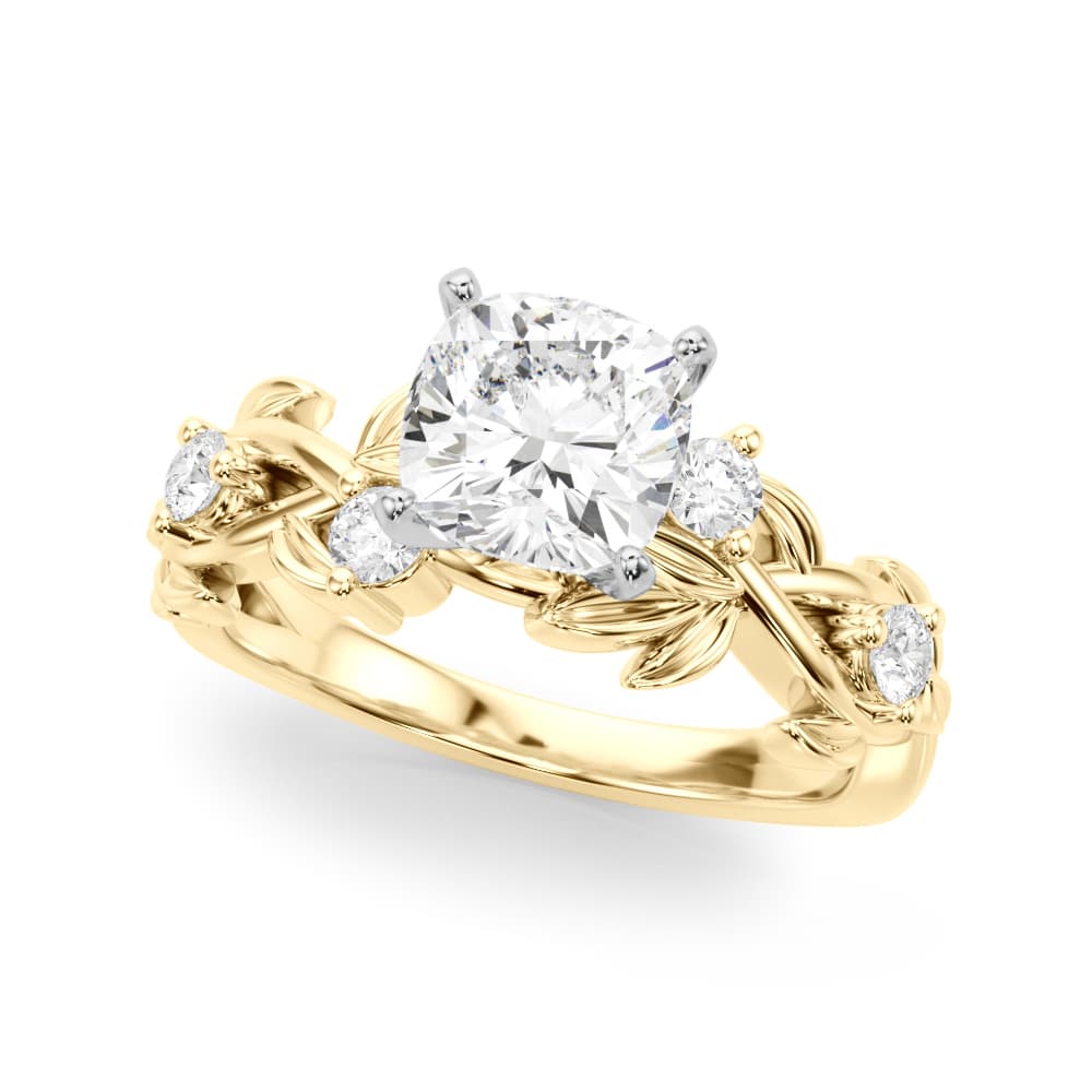 Floral Engagement Ring, style 51240, Front view in yellow gold