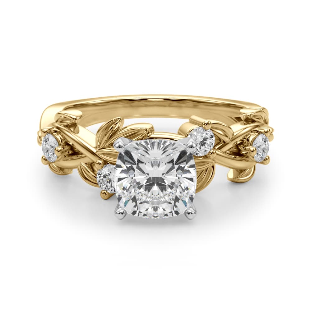 Floral Engagement Ring, style 51240, Angle view in yellow gold