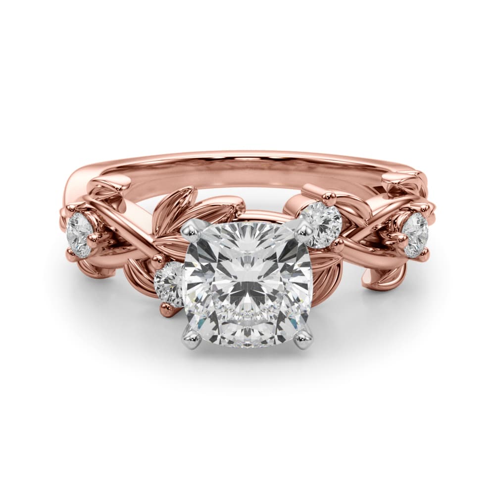 Floral Engagement Ring, style 51240, Angle view in rose gold