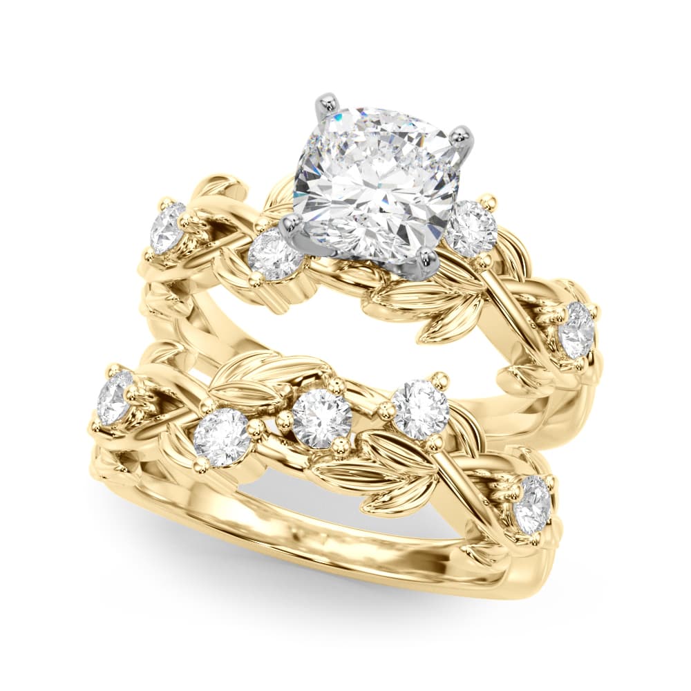 Floral Engagement Ring, style 51240, On hand view in yellow gold