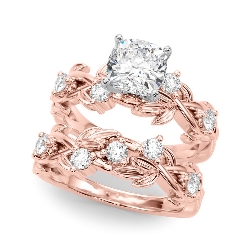 Floral Engagement Ring, style 51240, On hand view in rose gold