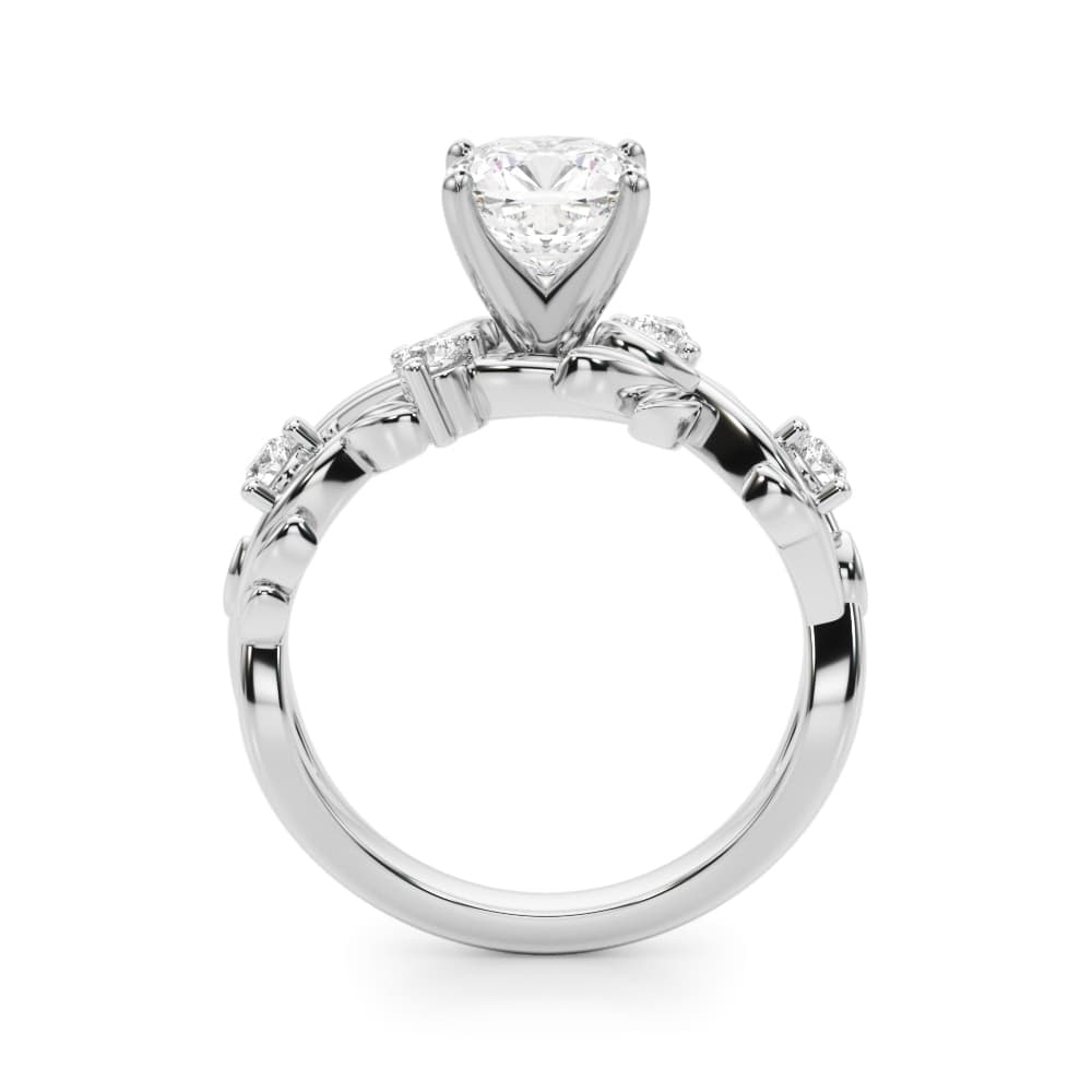 Floral Engagement Ring, style 51240, Side view in white gold or platinum