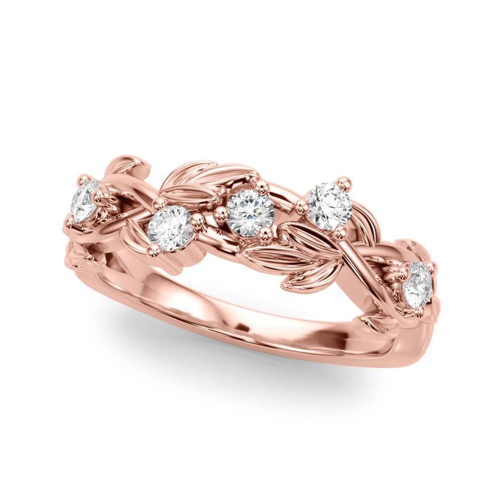 Floral Wedding Band (0.3 ct. tw.), Front view in rose gold