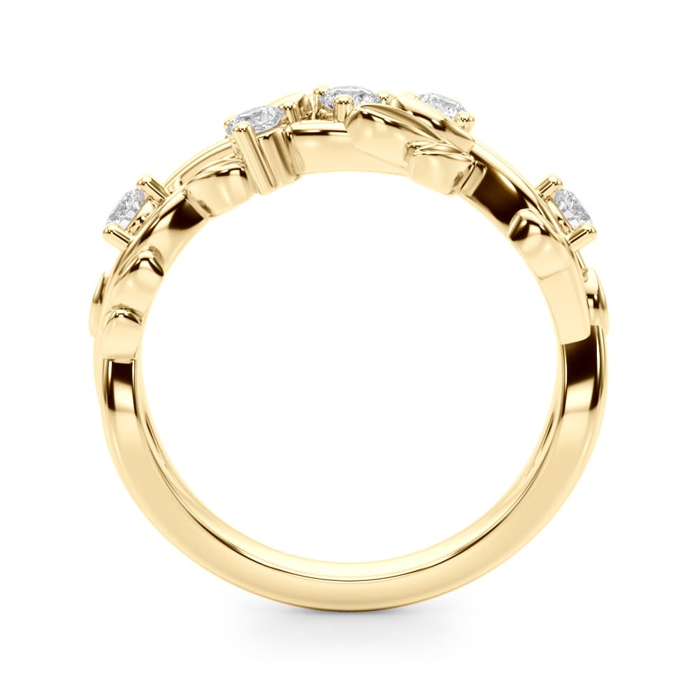 Floral Wedding Band (0.3 ct. tw.), Side view in yellow gold