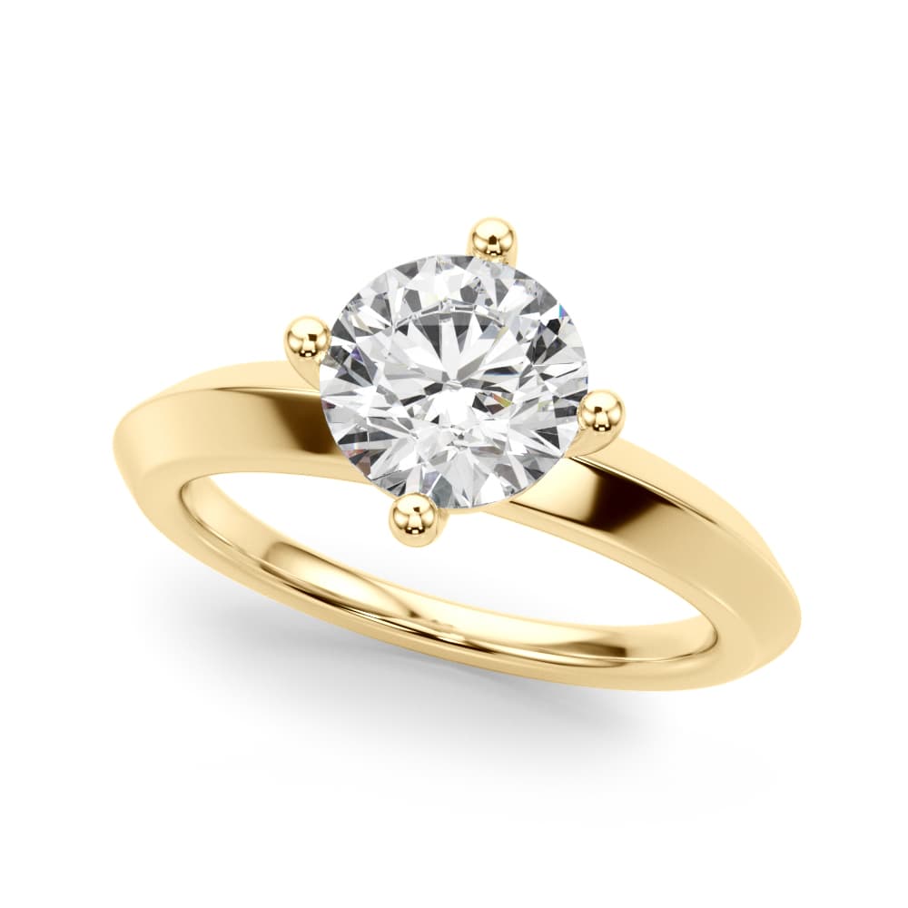 Solitaire Knife Edge Round Engagement Ring, style 51241, Front view in yellow gold