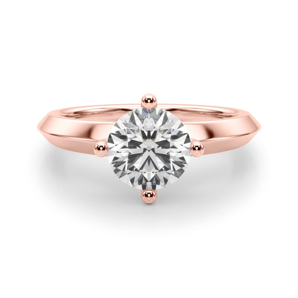 Solitaire Knife Edge Round Engagement Ring, style 51241, Angle view in rose gold